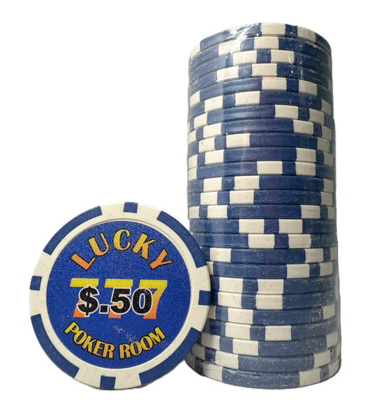 Lucky Poker Room Blue $.50 Chip